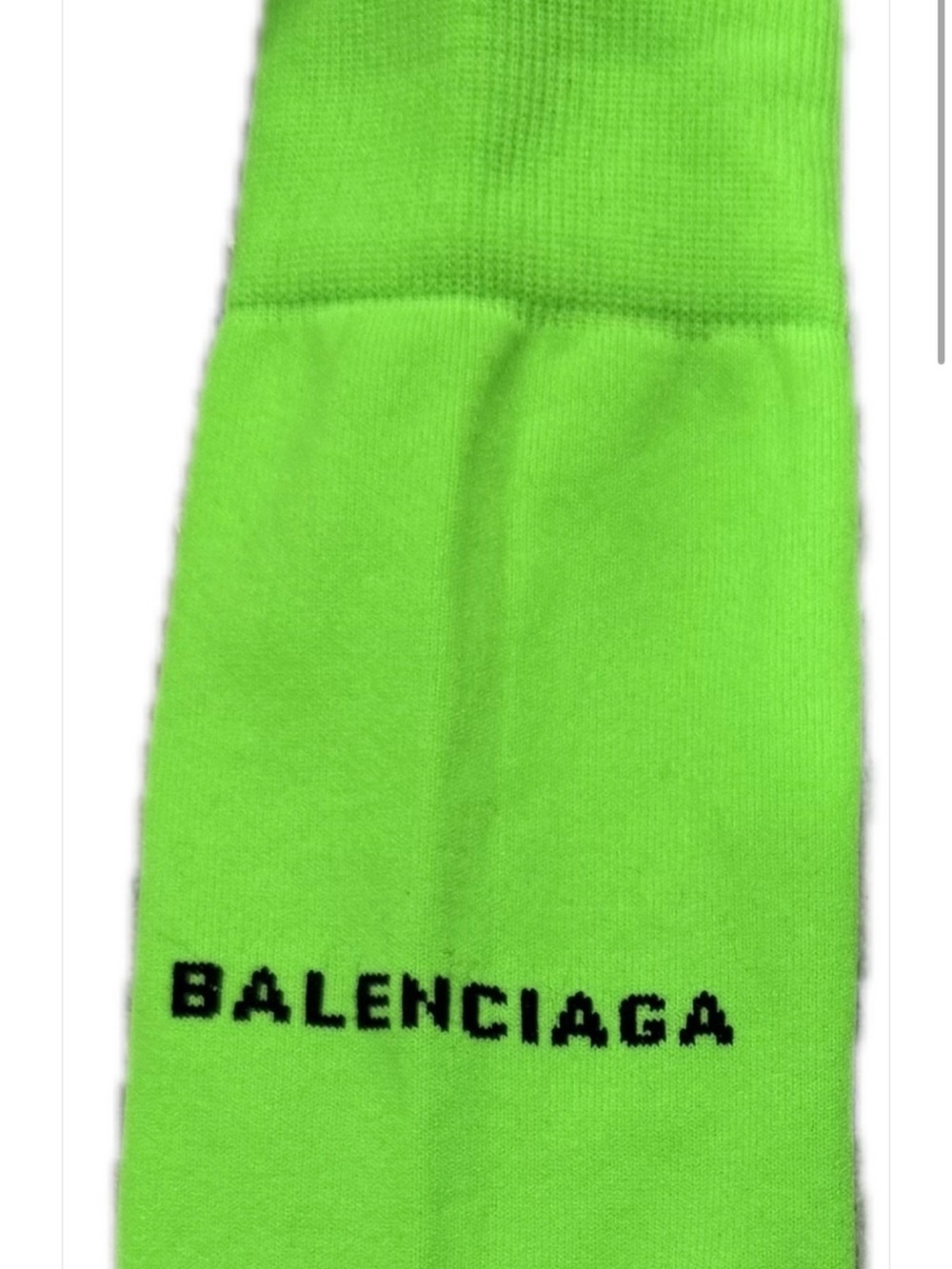 Balenciaga Neon Green Crew Socks with Black Logo